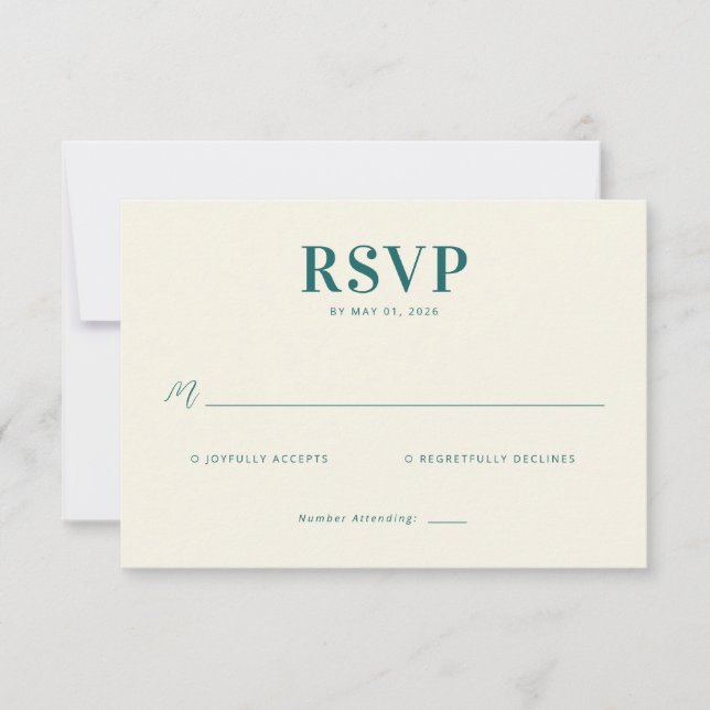 Elegant Teal RSVP Card (Front)