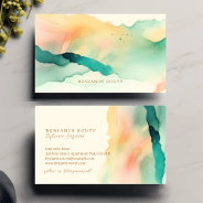 Elegant Teal Sandy Watercolor Coastal Charm Design Business Card at Zazzle