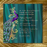 Elegant Teal Satin And Peacock Wedding Invitation at Zazzle