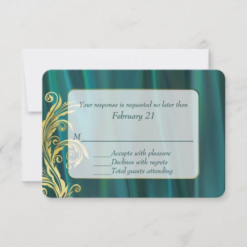 Elegant Teal Satin Wedding Response Card