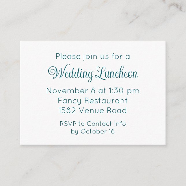 Elegant Teal Script Extra Wedding Event Invitation (Front)