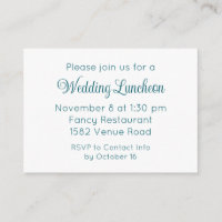 Elegant Teal Script Extra Wedding Event Invitation