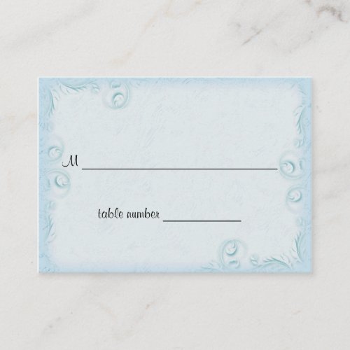 Elegant Teal Scrollwork Wedding Table Placecard Business Cards