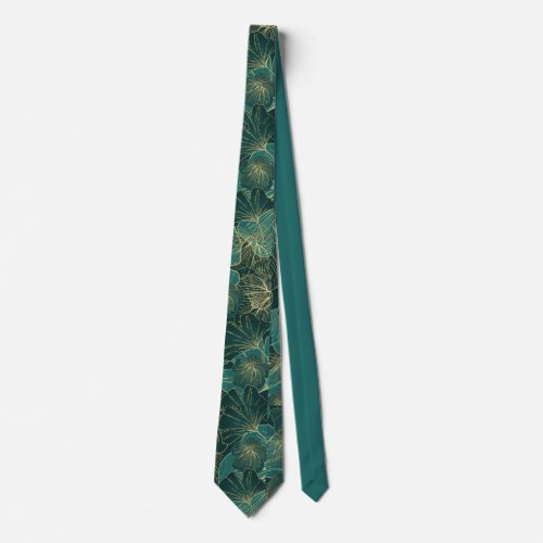 Elegant Teal Seagreen Floral Pattern  Neck Tie