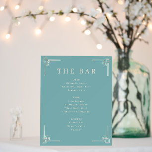 Elegant Teal Serif Bar Menu Foam Board