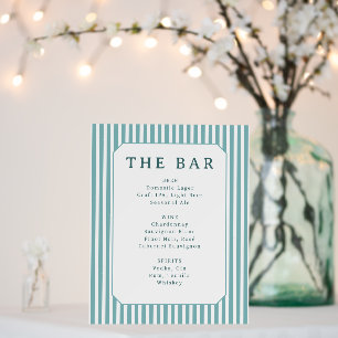 Elegant Teal Serif Bar Menu Foam Board