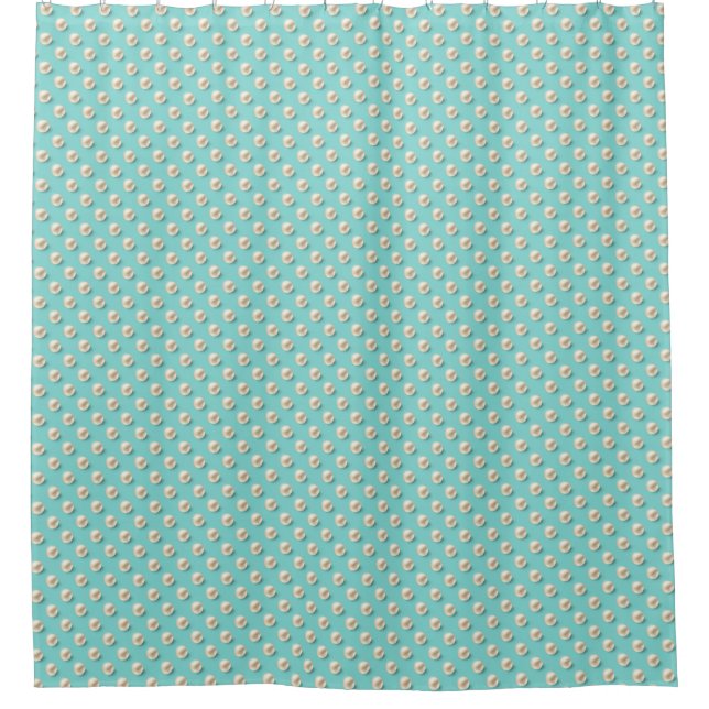 Elegant Teal Shower Curtain with Pearls (Front)