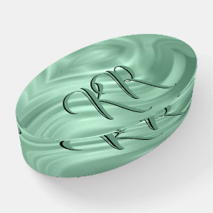 Elegant Teal Swirl Pattern Initial Monogram Paperweight