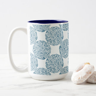 Elegant Teal Swirl Pattern Two-Tone Coffee Mug