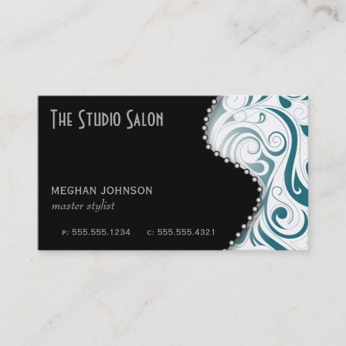 Elegant Teal Swirly Swirl Business Card Template
