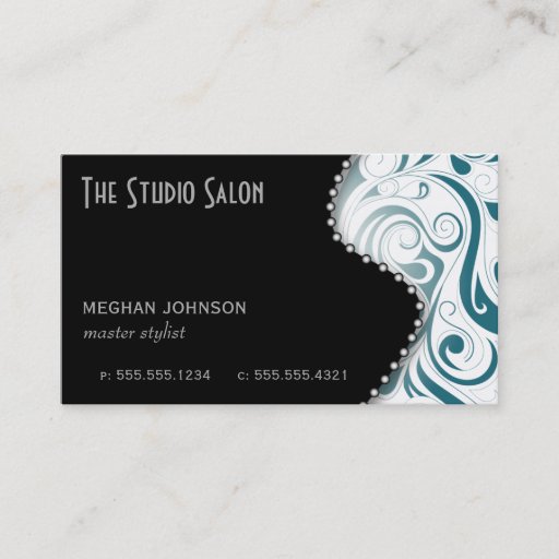 Customizable Elegant Teal Swirly Swirl Business Card Template