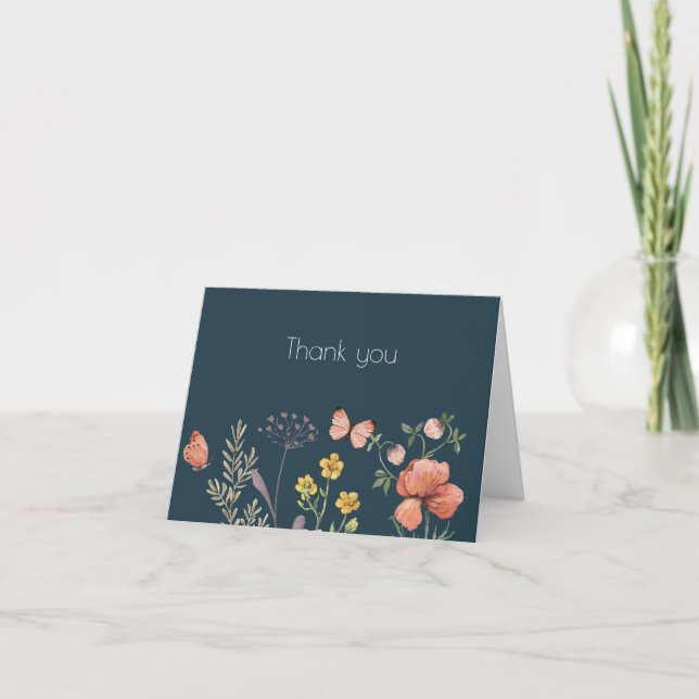 Elegant Teal  Thank You Card (Front)