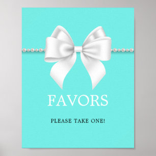 Elegant Teal Tiffany Baby Shower Guest Favors Sign