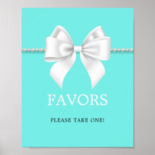 Elegant Teal Tiffany Baby Shower Guest Favors Sign