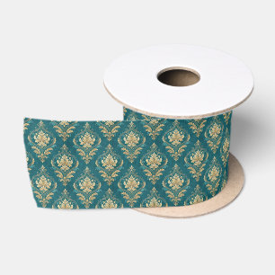 Elegant teal tiled wedding colors satin ribbon