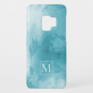 Elegant Teal Turquoise Marble   Monogram Case-Mate Samsung Galaxy S9 Case