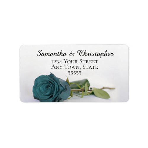 Elegant Teal Turquoise Rose Wedding Address Label