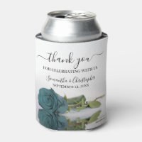 Elegant Teal Turquoise Rose Wedding Thank You