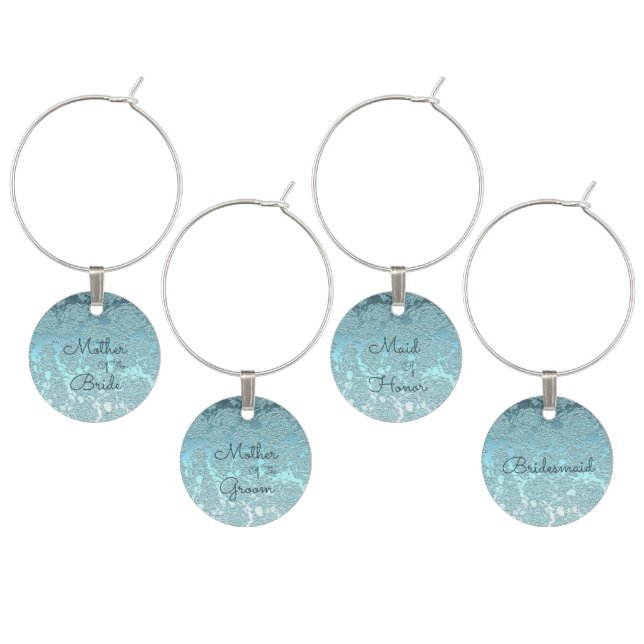 Elegant Teal Turquoise Wedding Reception Wine Charm (Staggered)
