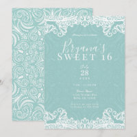 Elegant Teal Turquoise White Lace Sweet 16 Party