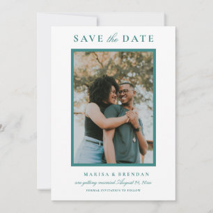 Elegant Teal Two Sided Photo Wedding Save The Date