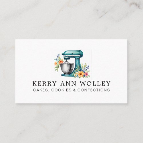 elegant teal watercolor Bakery  Confections Business Card