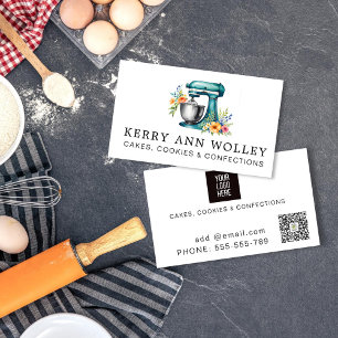 elegant teal watercolor Bakery & Confections Business Card