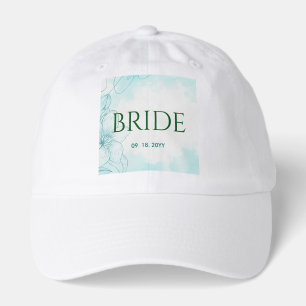 Elegant Teal Watercolor Floral Wedding Invitation Hat
