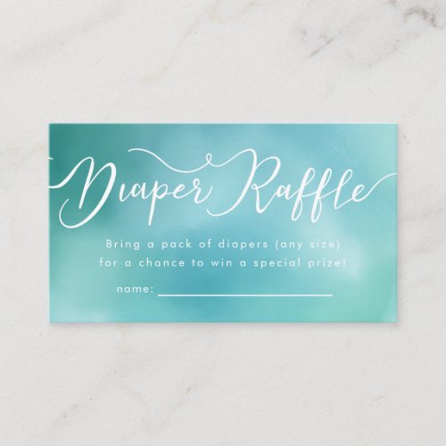 Elegant Teal Watercolor Ombre Diaper Raffle Ticket Enclosure Card