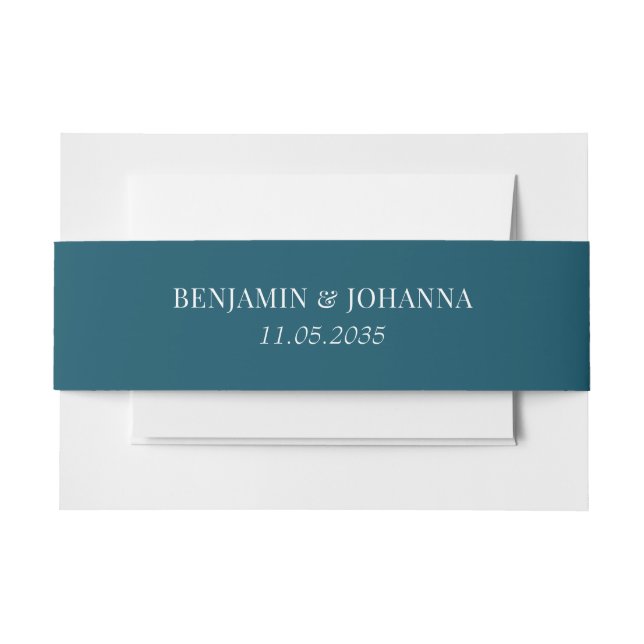 Elegant Teal Wedding Custom Invitation Belly Band (Front Example)