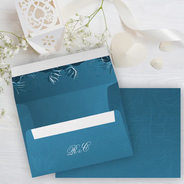 Elegant Teal Wedding Envelope Zazzle