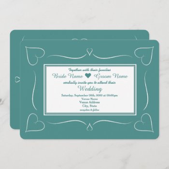 Elegant Teal Wedding Heart Monogram Invitations by SoaringDreams at Zazzle