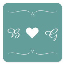 Elegant Teal Wedding Heart Monogram Letter Seal