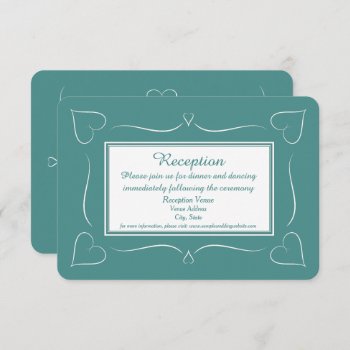Elegant Teal Wedding Heart Reception Card by SoaringDreams at Zazzle