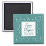 Elegant Teal Wedding Heart Save The Date Magnet at Zazzle
