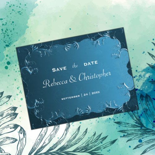 Elegant Teal Wedding Save the Date Announcement Postcard