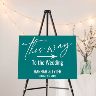 Elegant Teal with Arrow This Way to the Wedding Foam Board