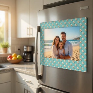 Elegant Teal with Pearls Magnetic Photo Frame