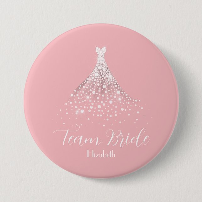 Elegant Team Bride Diamond Dress Pink Button (Front)
