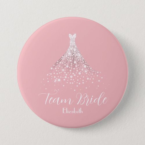 Elegant Team Bride Diamond Dress Pink Button