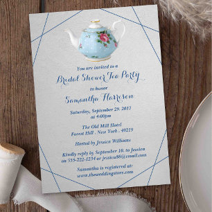 Elegant Teapot Bridal Shower Tea Party Invitation