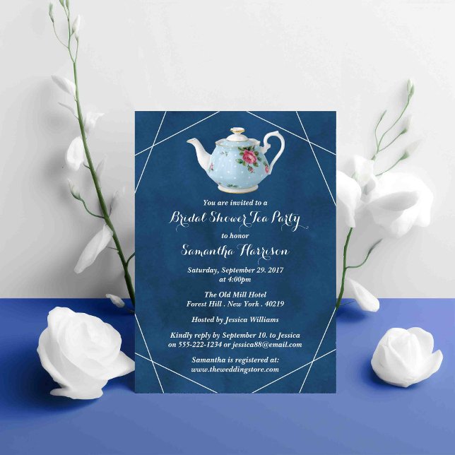 Elegant Teapot Bridal Shower Tea Party Invitation (Creator Uploaded)