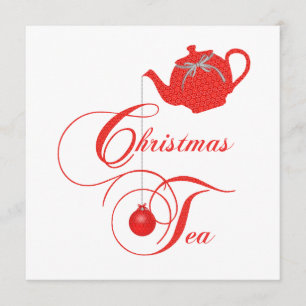 Elegant Teapot Christmas Tea Party Invitation