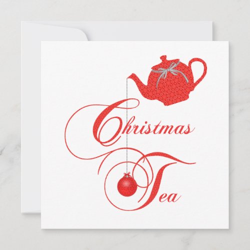 Elegant Teapot Christmas Tea Party Invitation