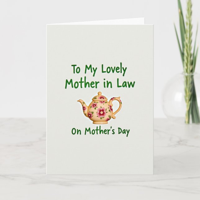 Elegant Teapot Mothers Day Card (Front)