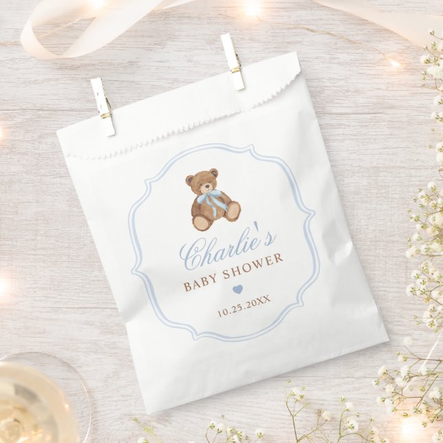 Elegant Teddy Bear Baby Shower Decor Favor Bag (Clipped)