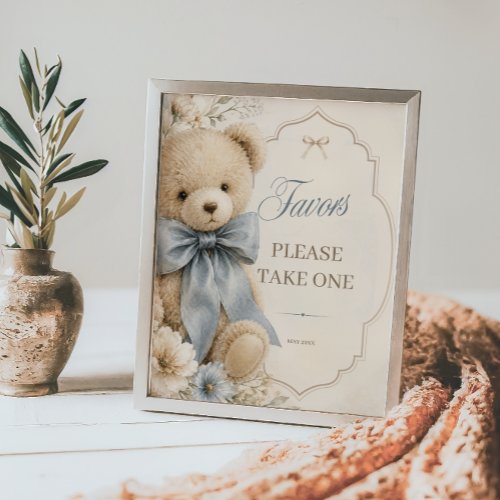 Elegant Teddy Bear Baby Shower Favors Poster