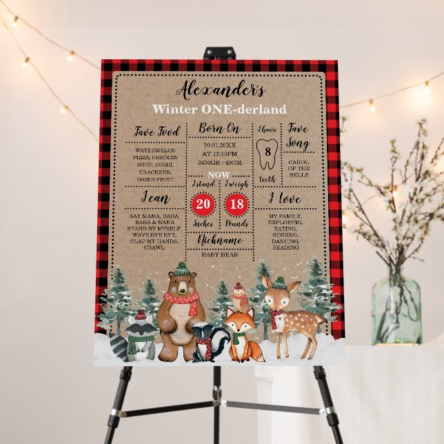 Elegant Teddy Bear Greenery Gold Baby Welcome Foam Foam Board (In Situ (Stand))