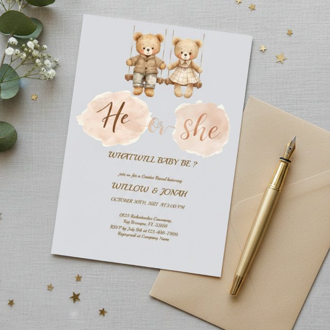 Elegant Teddy Bear "He or She" Gender Reveal  (Creator Uploaded)