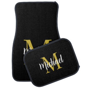Elegant Template Black And Gold Initial Monogram Car Floor Mat
